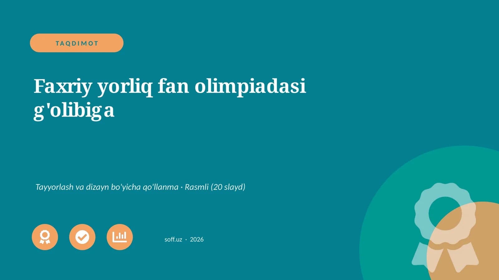 Faxriy yorliq fan olimpiadasi g'olibiga