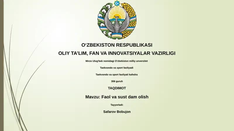 Faol va sust dam olish