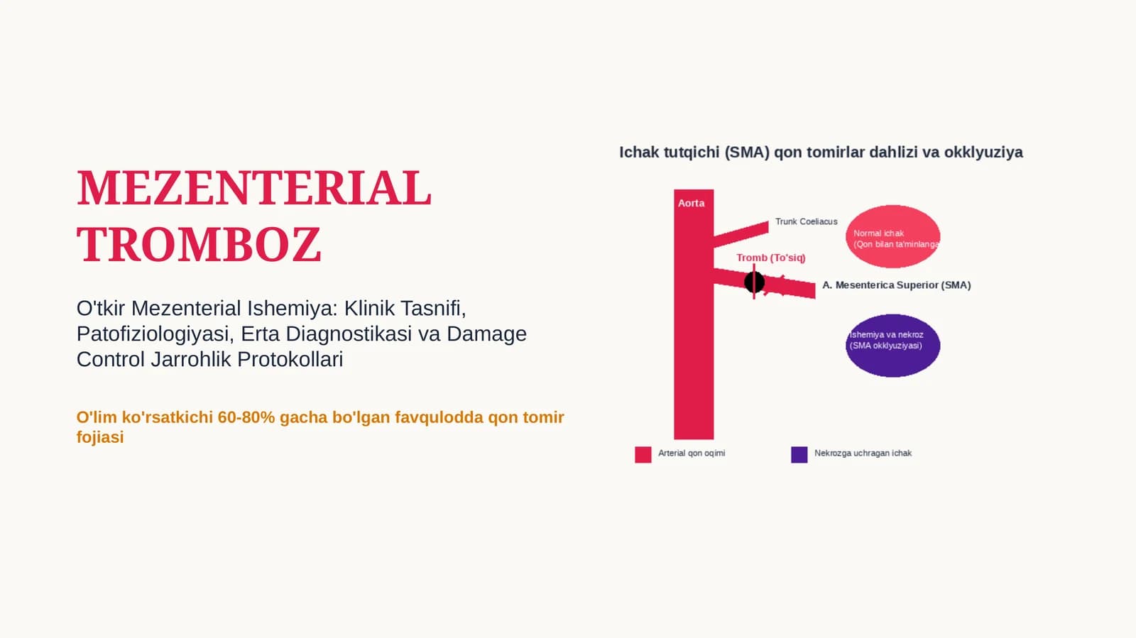 Mezenterial tromboz — 15 slaydli professional tibbiy taqdimot | Qorin bo‘shlig‘i jarrohligi