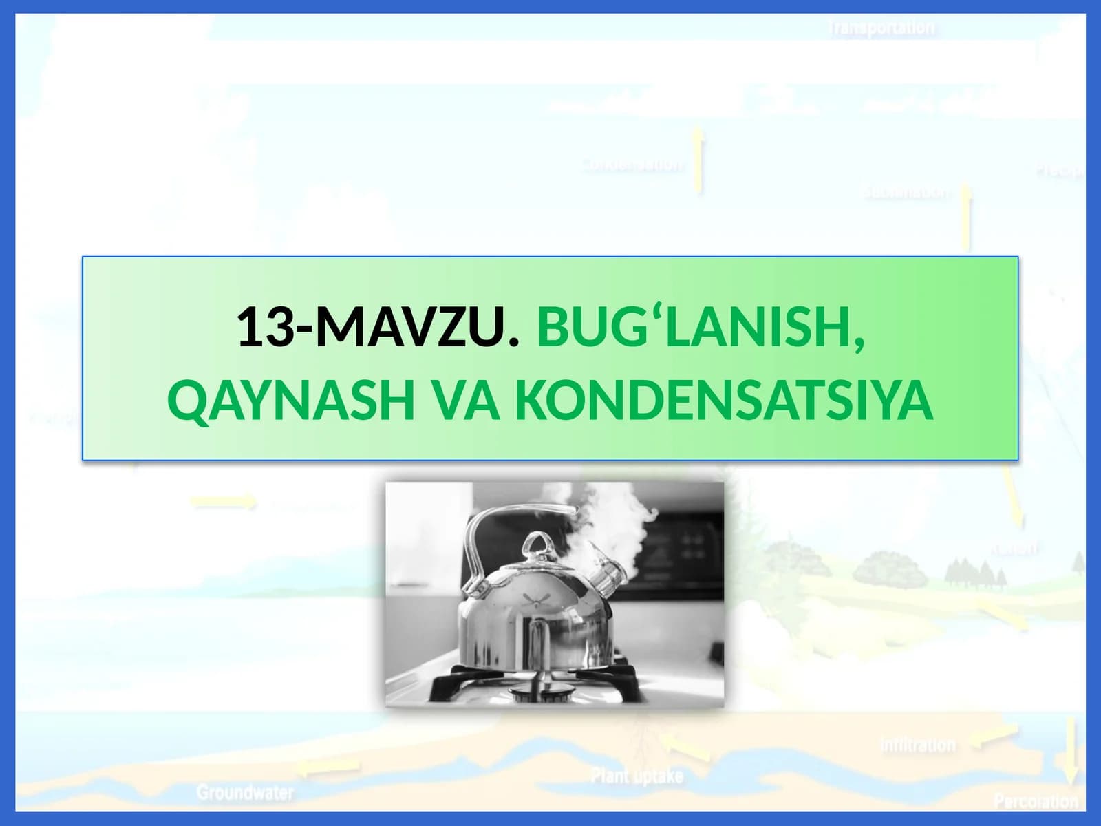 BUG‘LANISH, QAYNASH VA KONDENSATSIYA