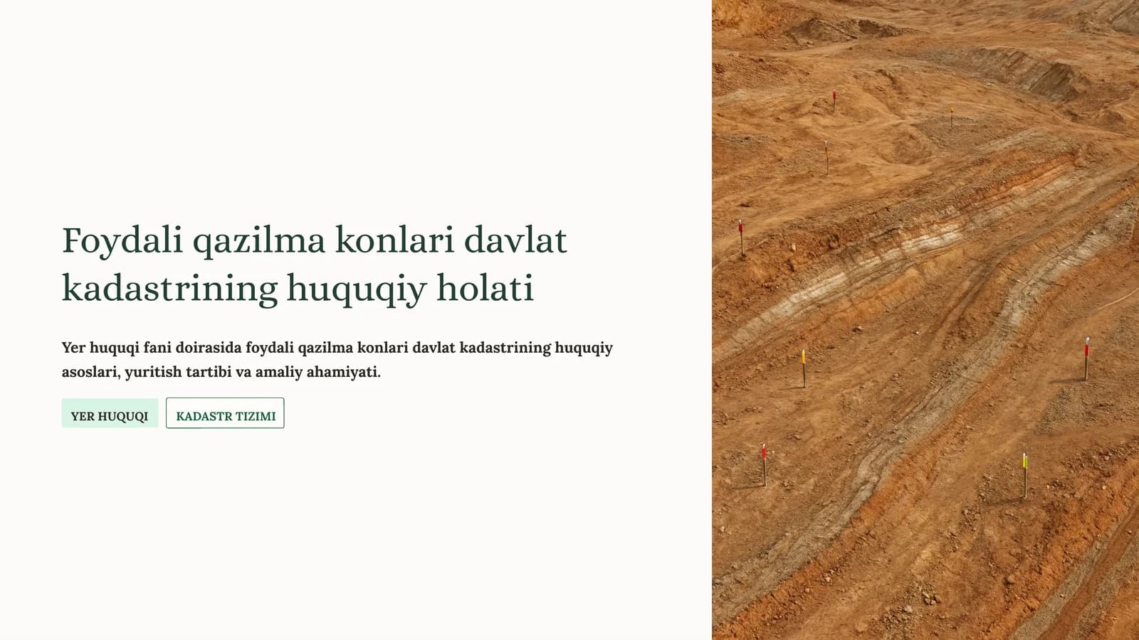 Foydali qazilma konlari davlat kadastrining huquqiy holati