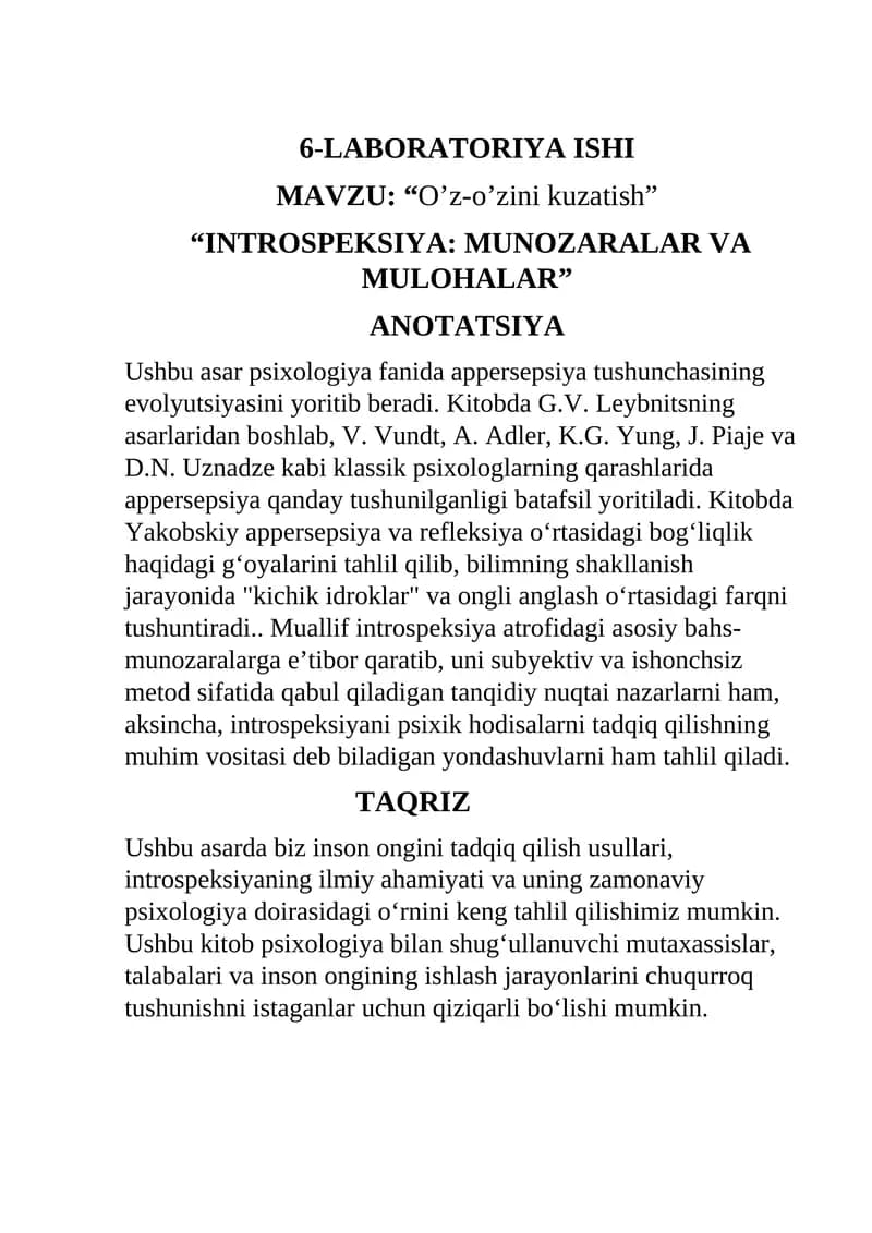 O’z-o’zini kuzatish