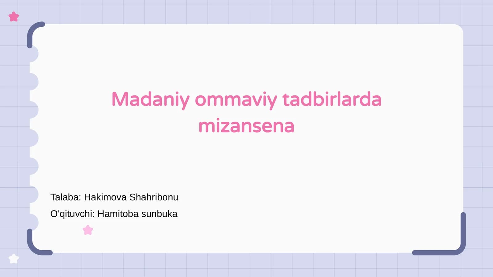 Madaniy ommaviy tadbirlarda mizansena asoslari