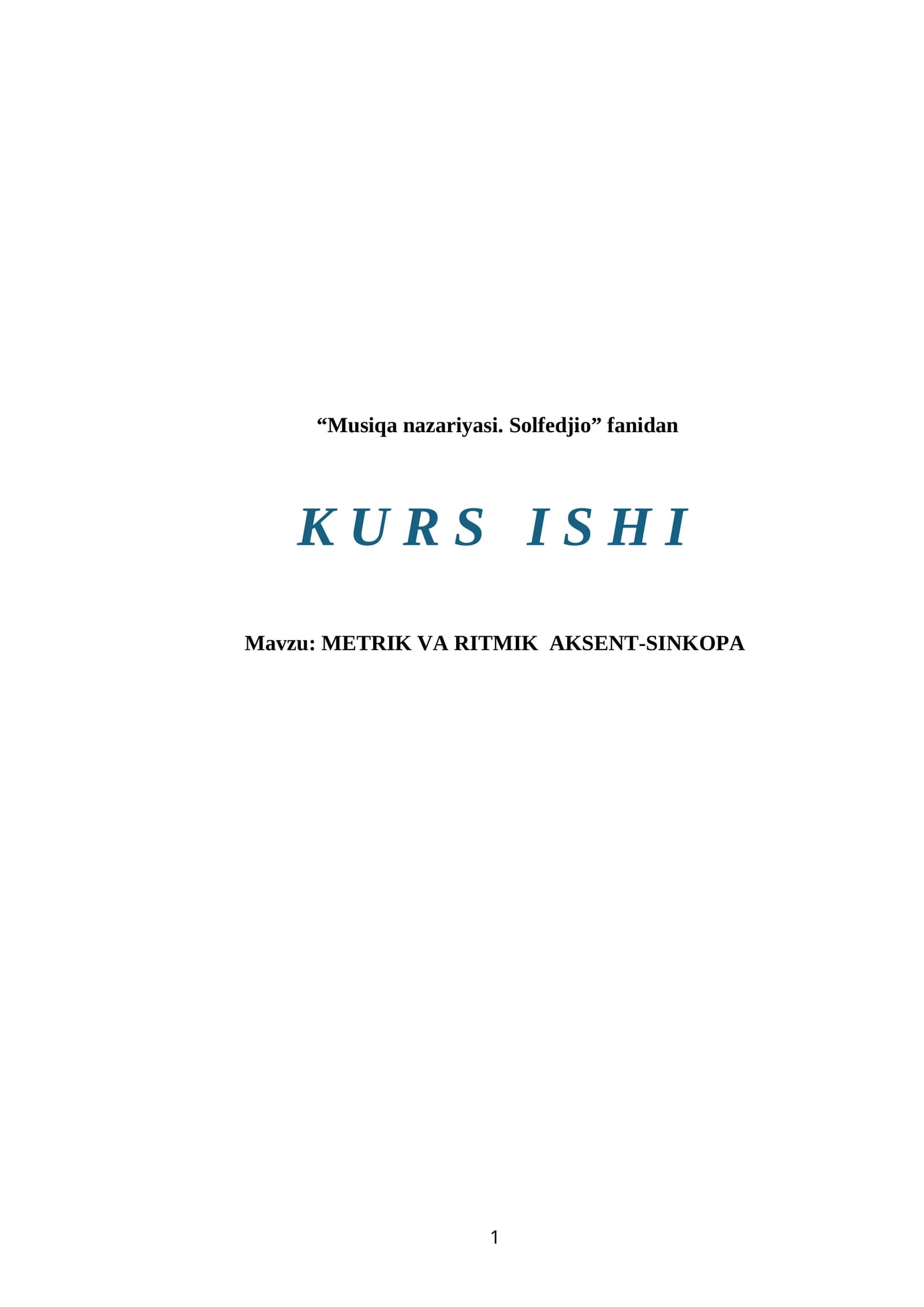 METRIK VA RITMIK  AKSENT-SINKOPA