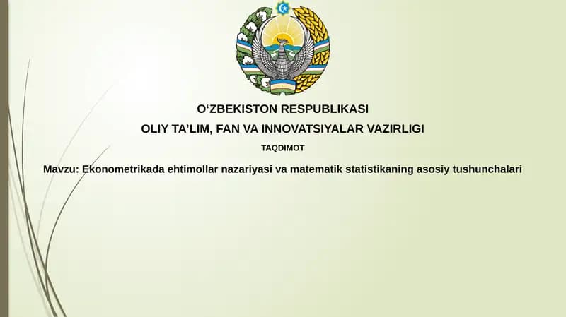 Ekonometrikada ehtimollar nazariyasi va matematik statistikaning asosiy tushunchalari