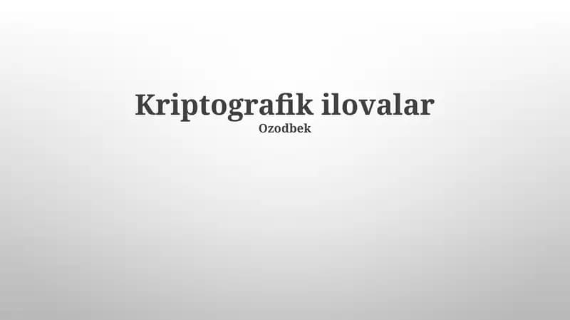 Kriptografik ilovalar