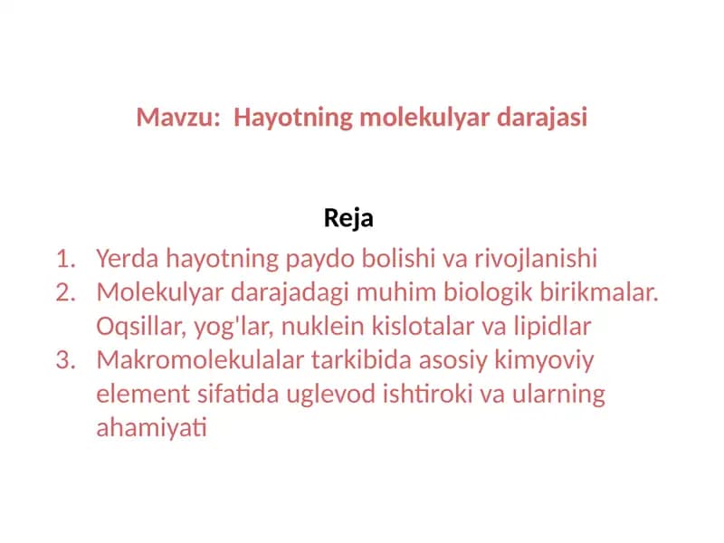 Hayotning molekulyar darajasi