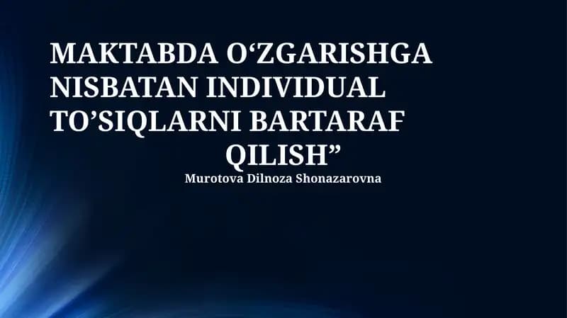 O'zgarishlarga To'sqinlik Qilish