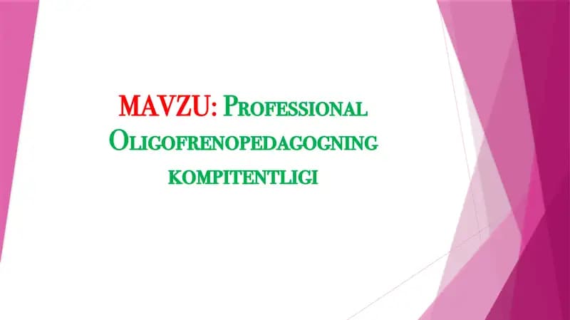 Professional Oligofrenopedagogning kompitentligi