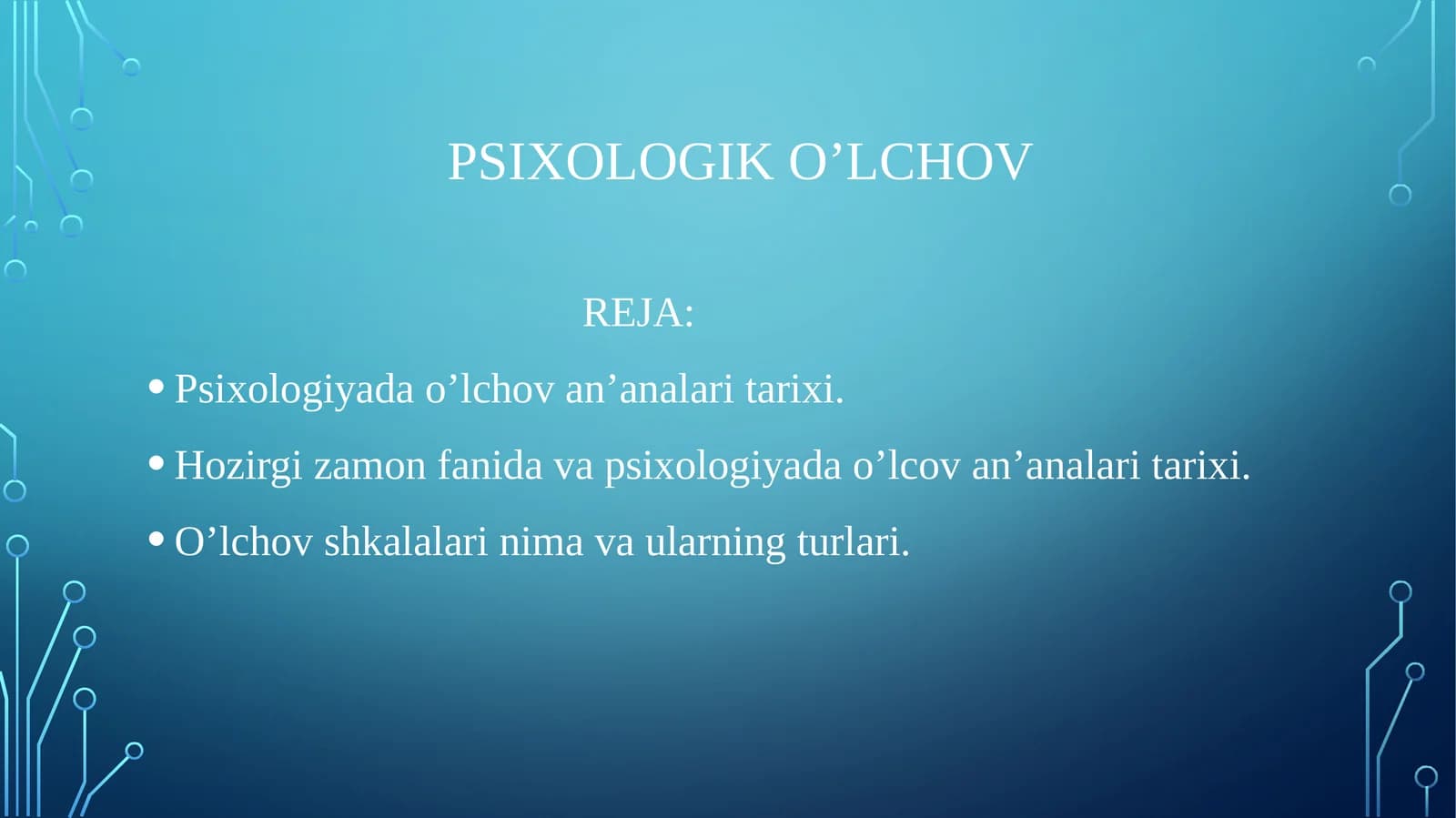 PSIXOLOGIK O’LCHOV