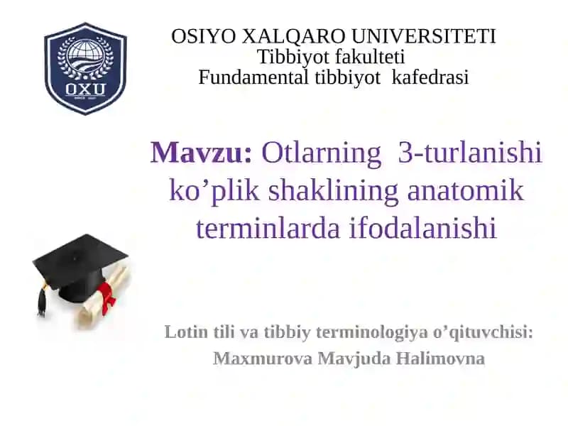 Otlarning 3-turlanishi ko’plik shaklining anatomik terminlarda ifodalanishi