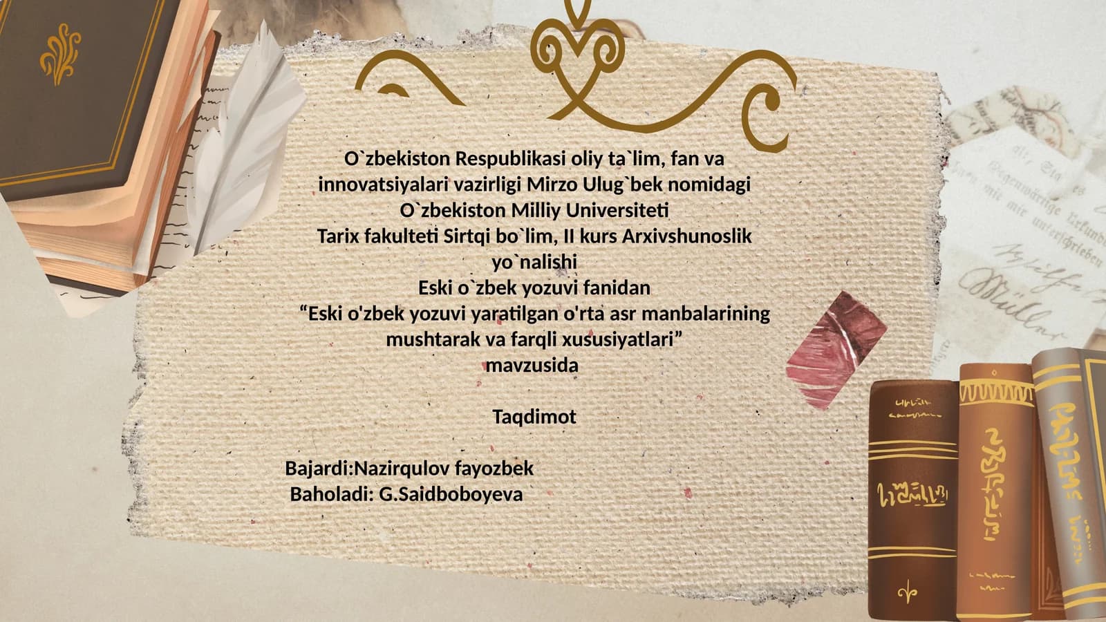 “Eski o'zbek yozuvi yaratilgan o'rta asr manbalarining mushtarak va farqli xususiyatlari”