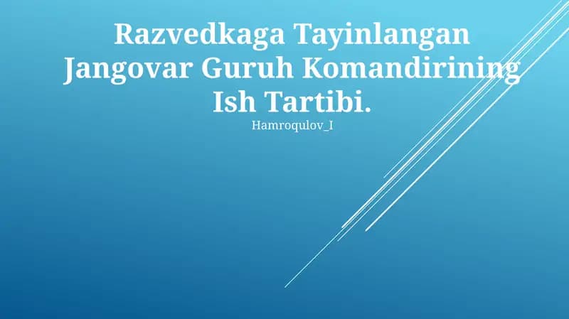 Razvedkaga Tayinlangan Jangovar Guruh Komandirining Ish Tartibi