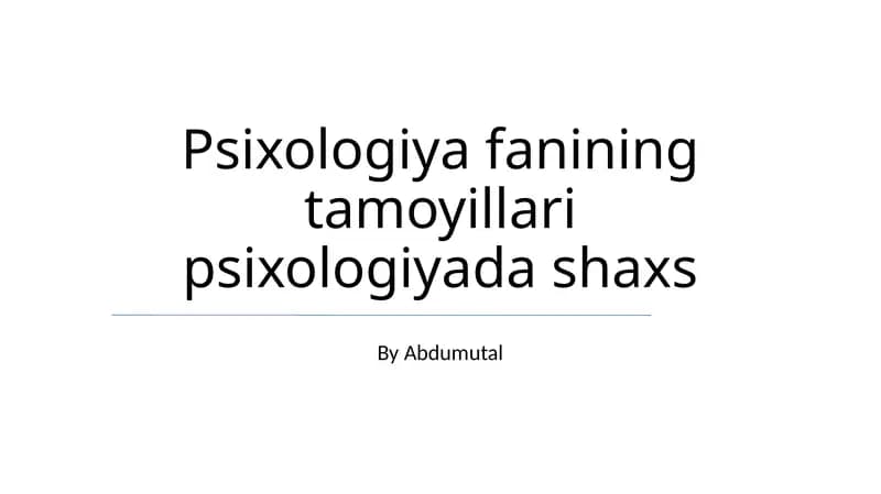 Psixologiya fanining tamoyillari