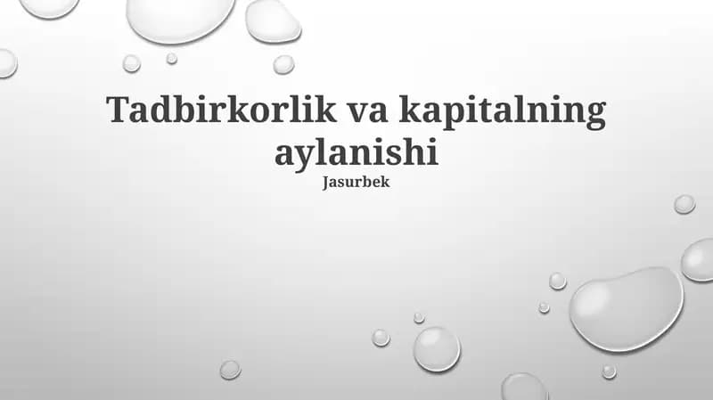 Tadbirkorlik va kapitalning aylanishi