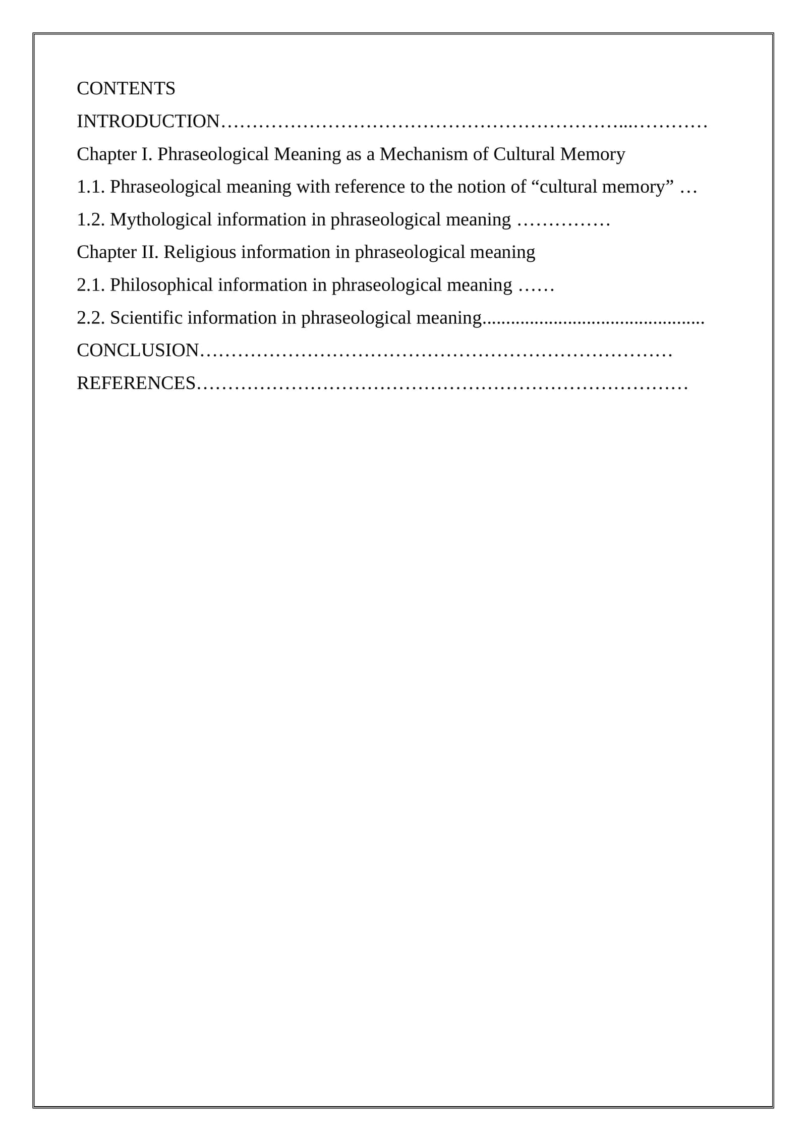 Phraseological Meaning as a Mechanism of Cultural Memory