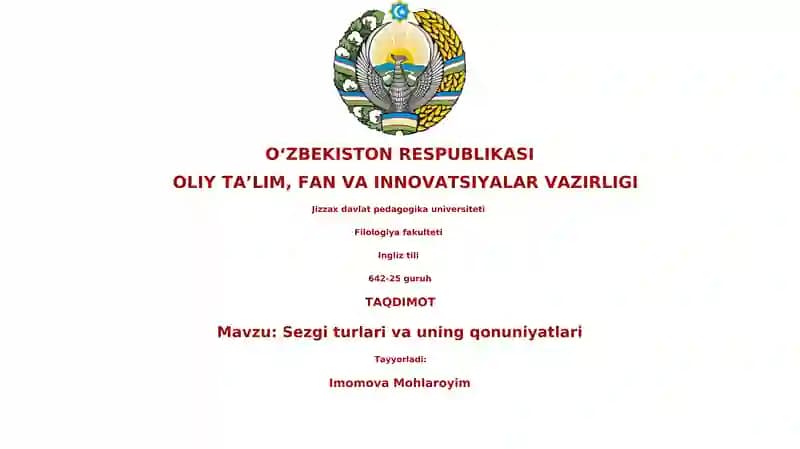 Sezgi turlari va uning qonuniyatlari