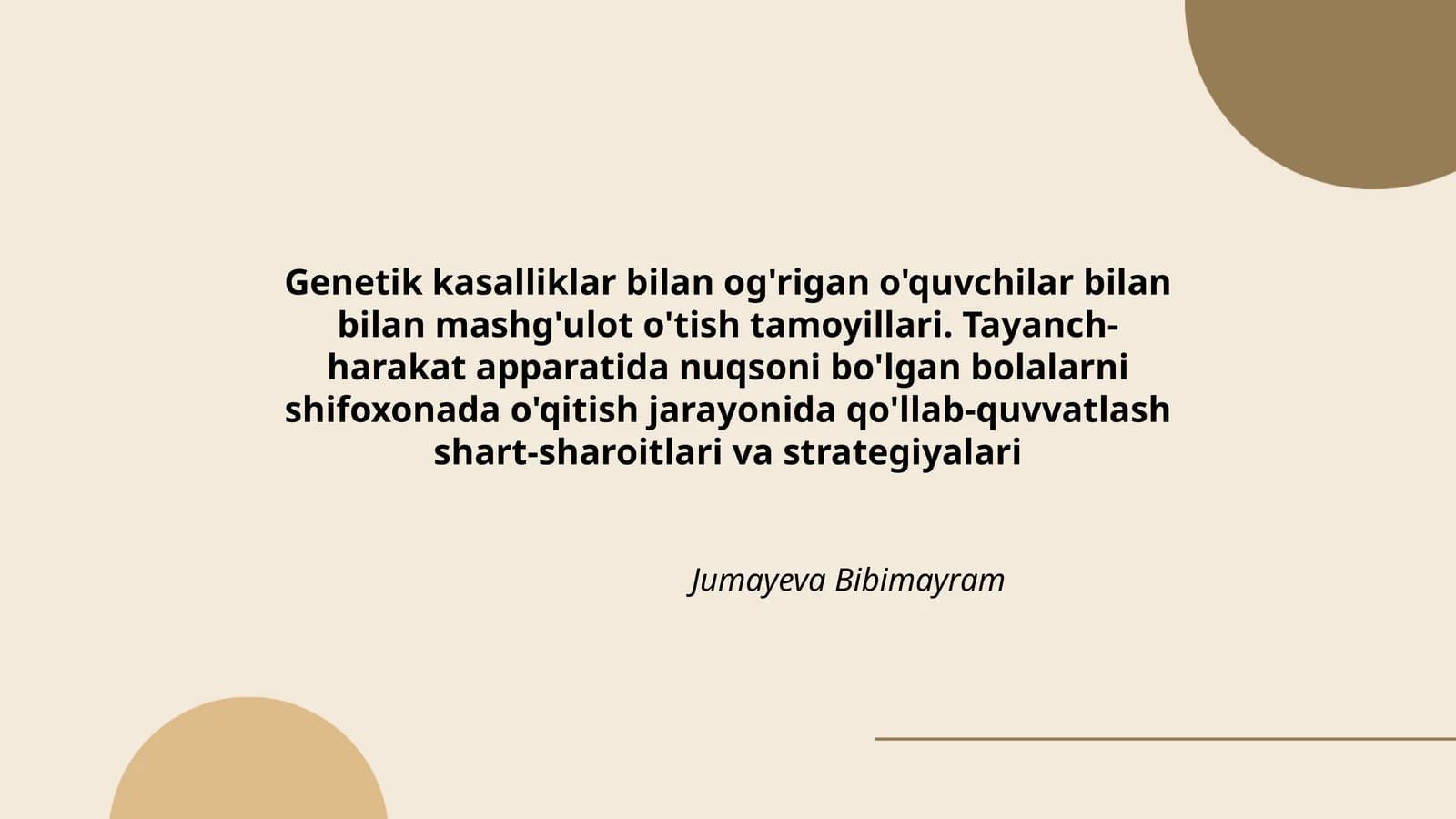 Genetik kasalliklar bilan og'rigan o'quvchilar bilan bilan mashg'ulot o'tish tamoyillari