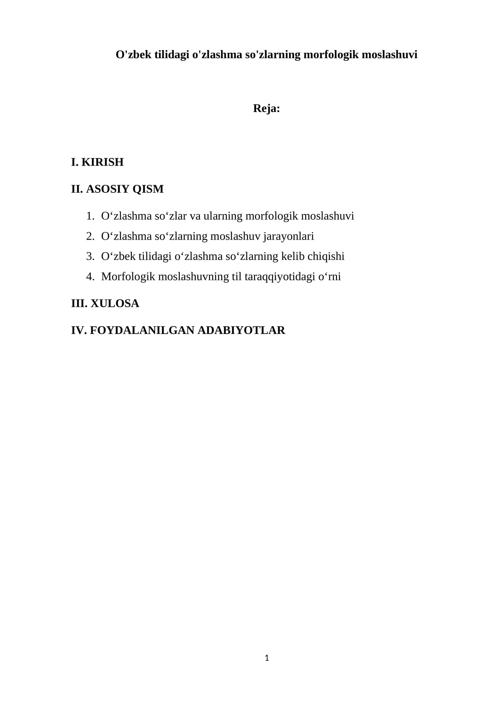 O'zbek tilidagi o'zlashma so'zlarning morfologik moslashuvi