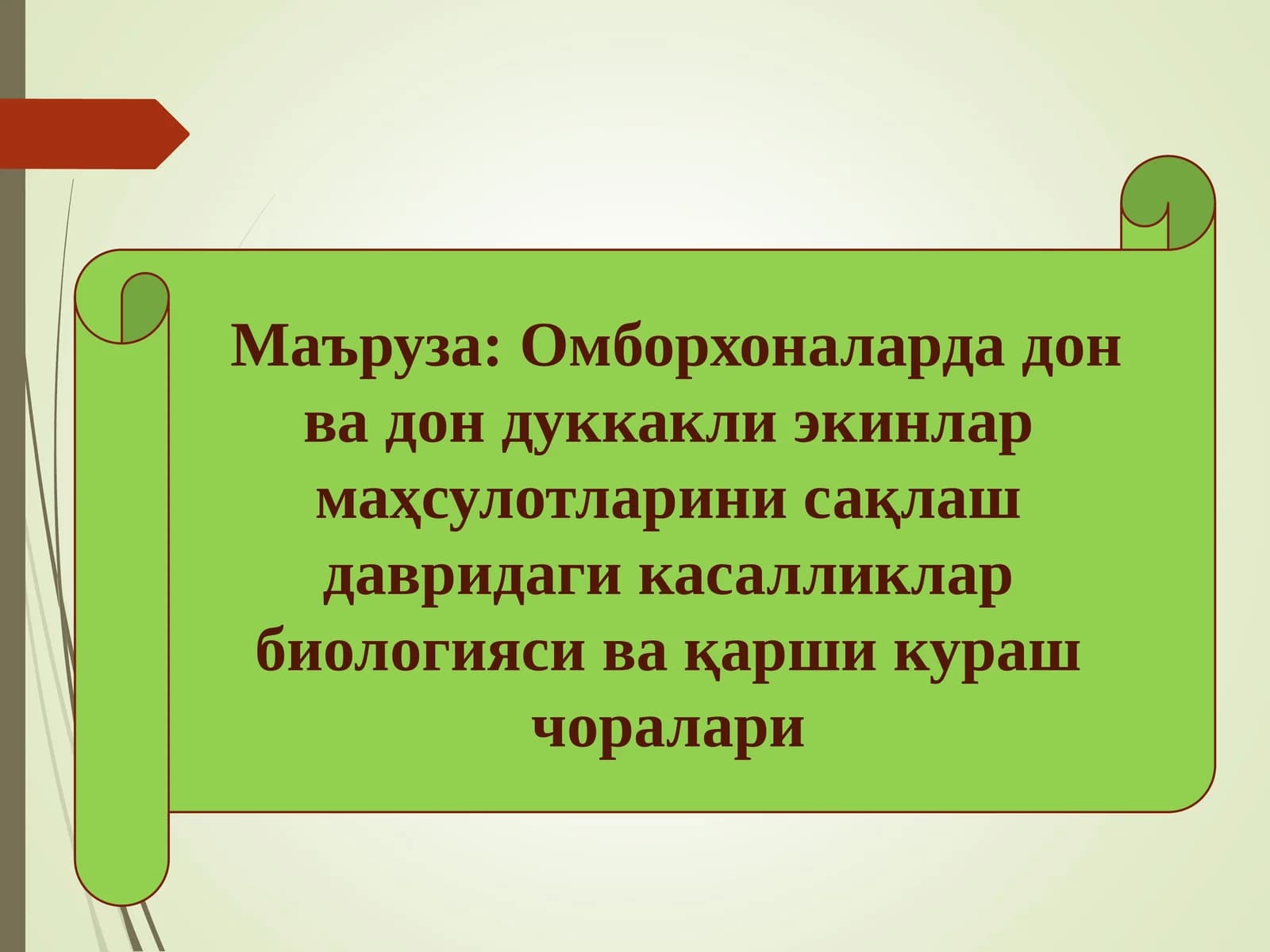 Омборхоналарда дон ва дон дуккакли экинлар маҳсулотларини сақлаш давридаги касалликлар биологияси ва