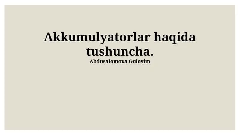 Akkumulyatorlarning turlari
