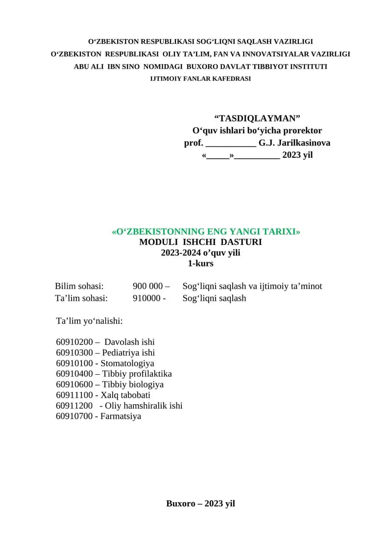 MODULI ISHCHI DASTURI