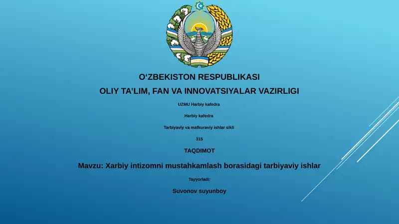 Xarbiy intizomni mustahkamlash borasidagi tarbiyaviy ishlar