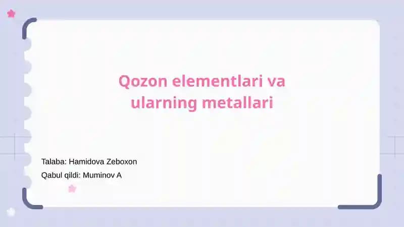 Qozon elementlari va ularning metallari