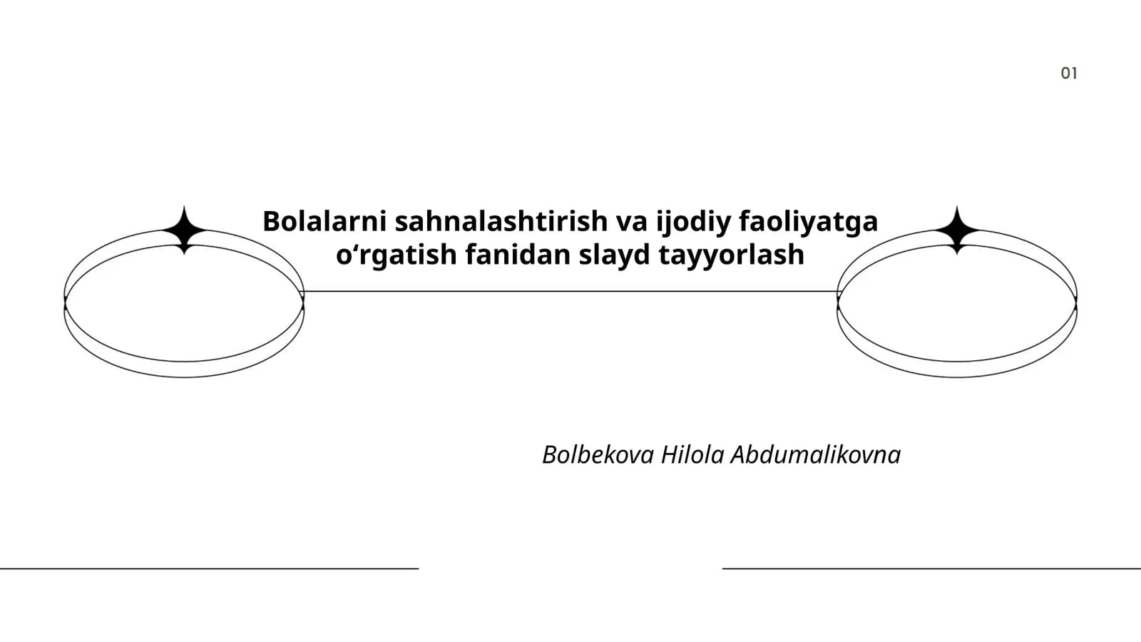 Bolalarni sahnalashtirish va ijodiy faoliyatga oʻrgatish fanidan slayd tayyorlash