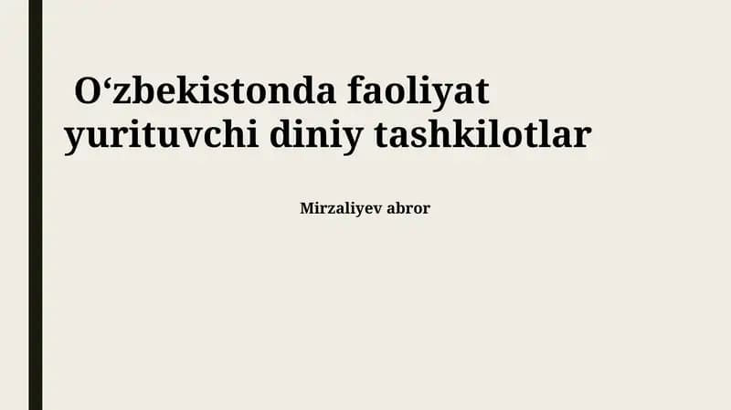 Oʻzbekistonda faoliyat yuritayotgan diniy tashkilotlar