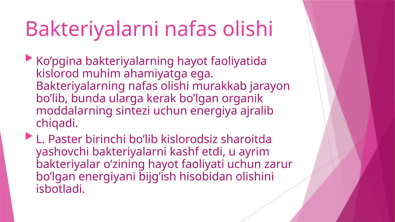 Bakteriyalarning nafas olishi