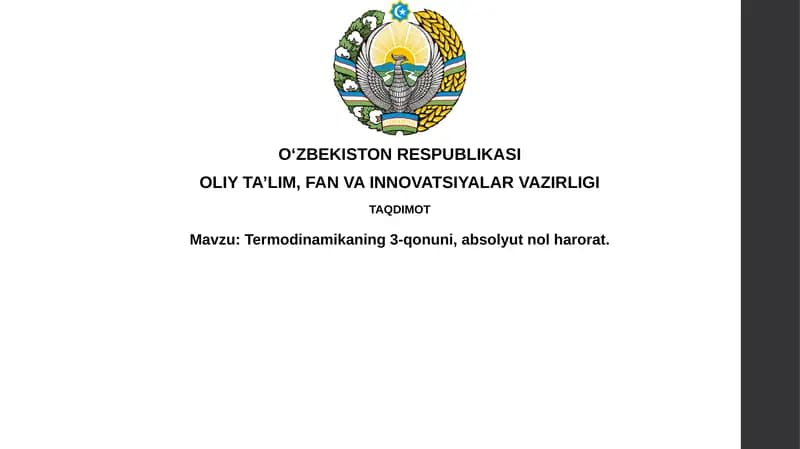 Termodinamikaning 3-qonuni, absolyutnol harorat