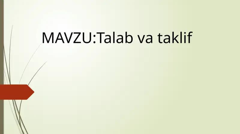 Talab va taklif