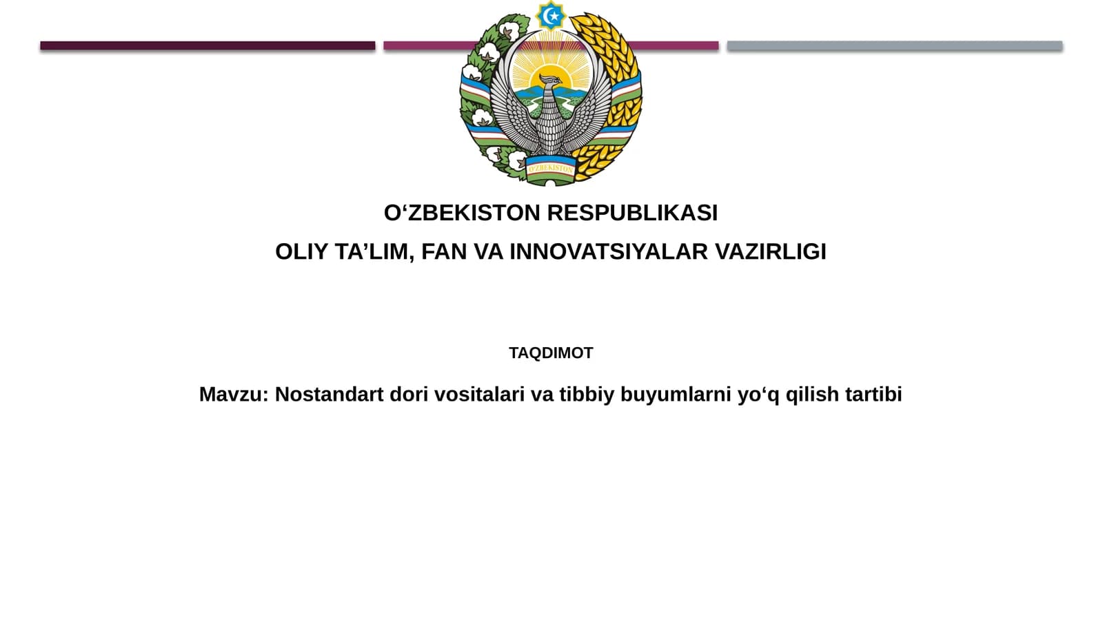 Nostandartdorivositalarivatibbiybuyumlarniyo‘qqilishtartibi