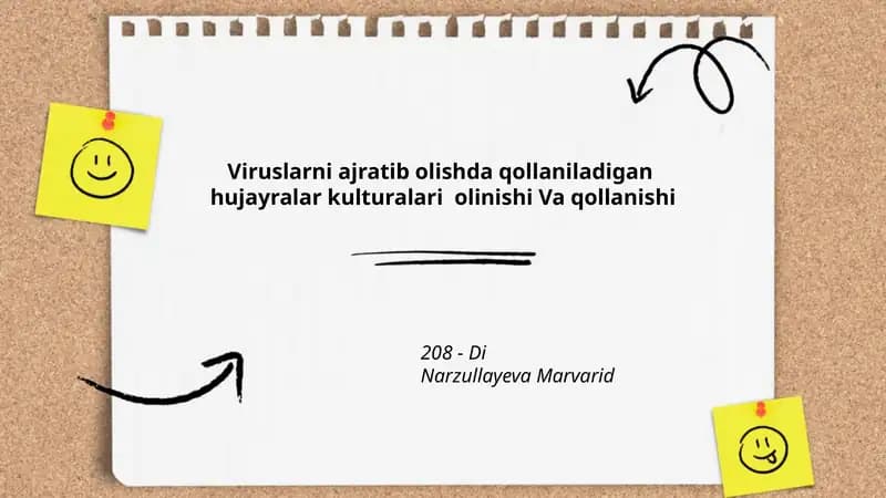 Viruslarni ajratib olishda qollaniladigan hujayralar kulturalari olinishi Va qollanishi