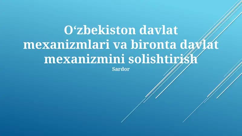 Oʻzbekiston Davlat Mexanizmlari: Asosiy Tamoyillar va Tuzilma