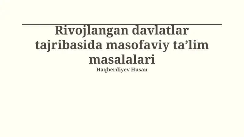 Masofaviy ta'limda baholash va monitoring tizimlari