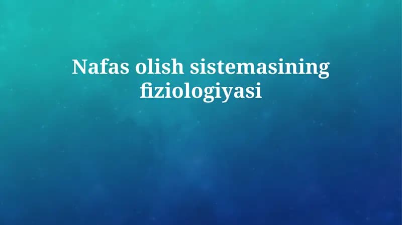 Nafas olish sistemasining fiziologiyasi