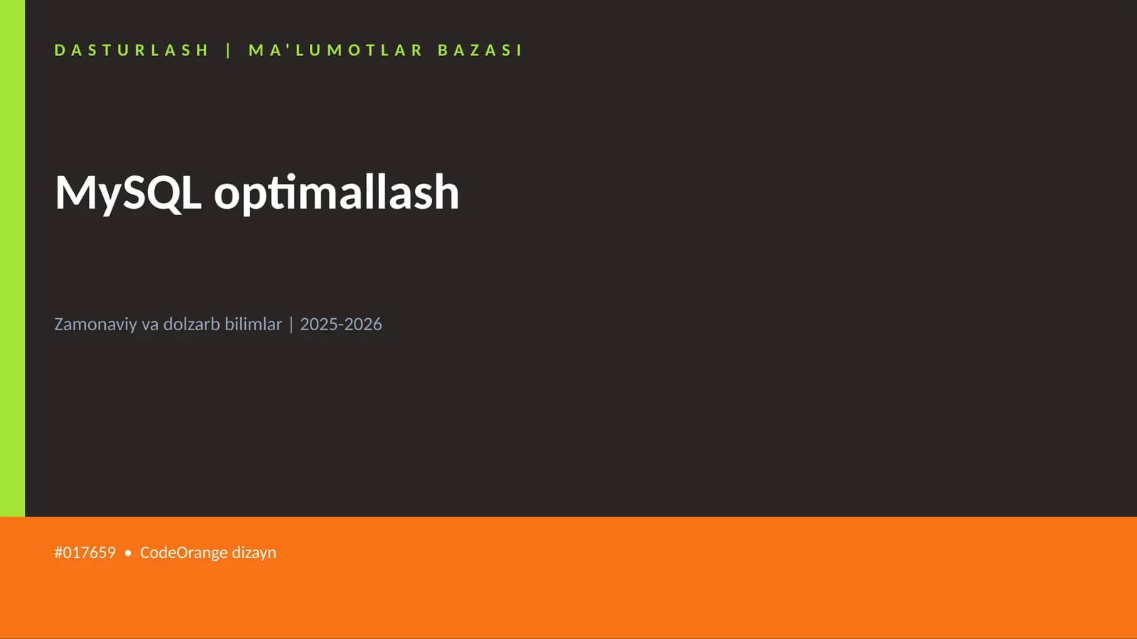 MySQL optimallash