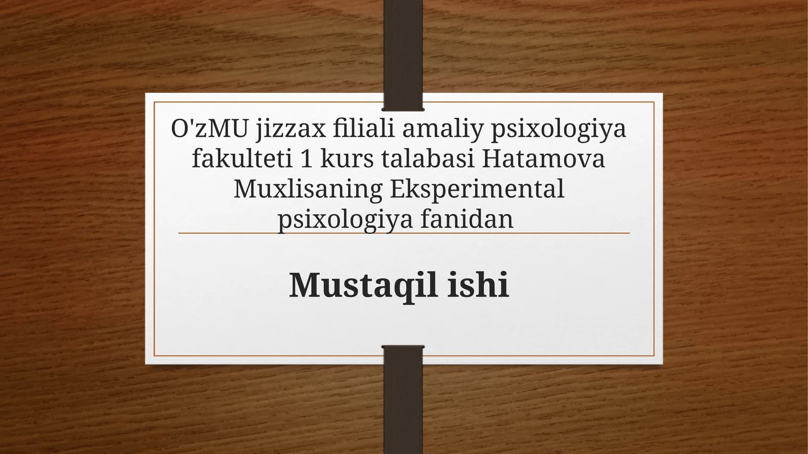 Eksperimental psixologiya fanidan Mustaqil ishi