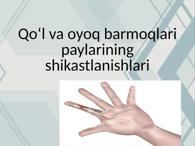 Qo‘l va oyoq barmoqlari paylarining shikastlanishlari