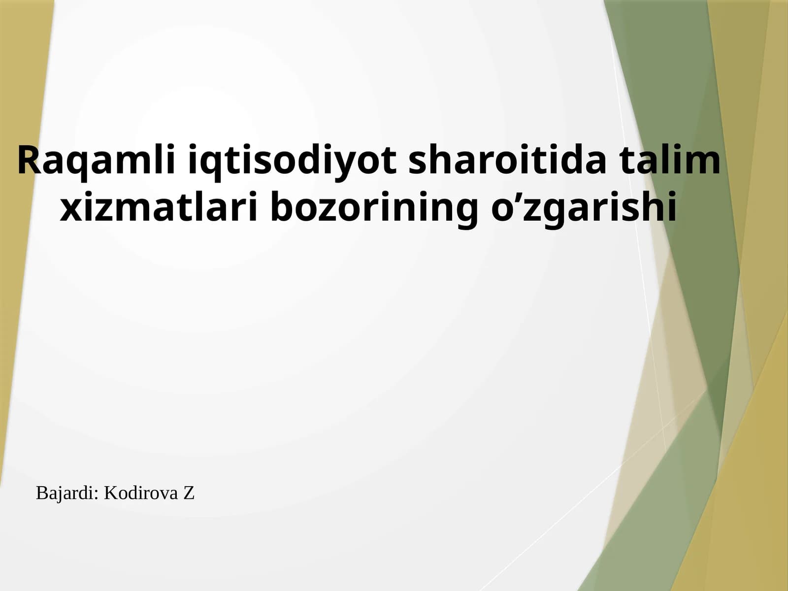 Raqamli iqtisodiyot sharoitida ta'lim xizmatlari bozorining o'zgarishi