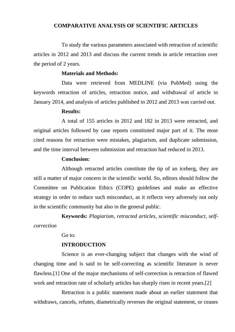 Comparative Analysis of Scientific Articles