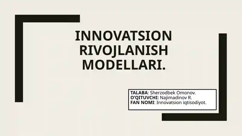Innovatsion Rivojlanish Modellari