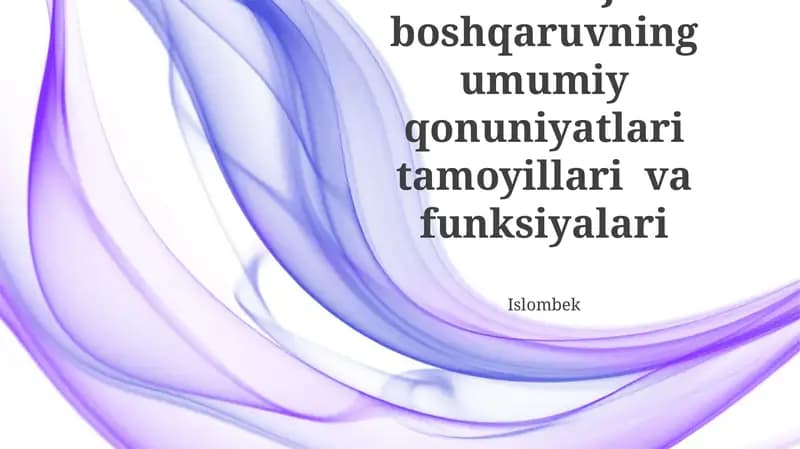 Ta’lim menejmenti boshqaruvning umumiy qonuniyatlari tamoyillari va funksiyalari
