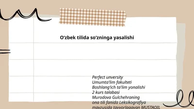 Leksikografiya mavzusida tayyorlagan MUSTAQIL ISHI