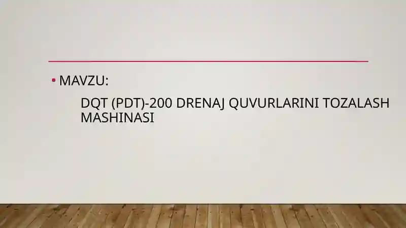 DQT (PDT)-200 drenaj quvurlarini tozalash mashinasi