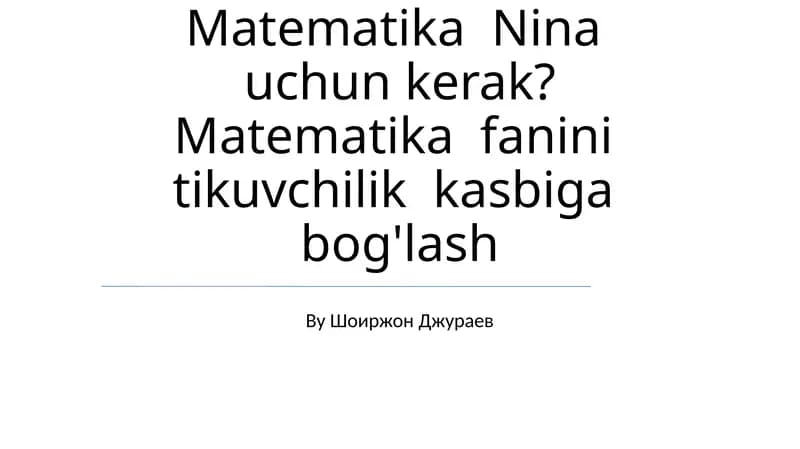 Matematika Nina uchun kerak? Matematika fanini tikuvchilik kasbiga bog'lash