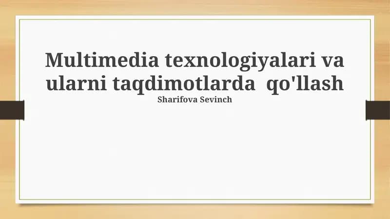 Multimedia texnologiyalari: Ta'rif va elementlar