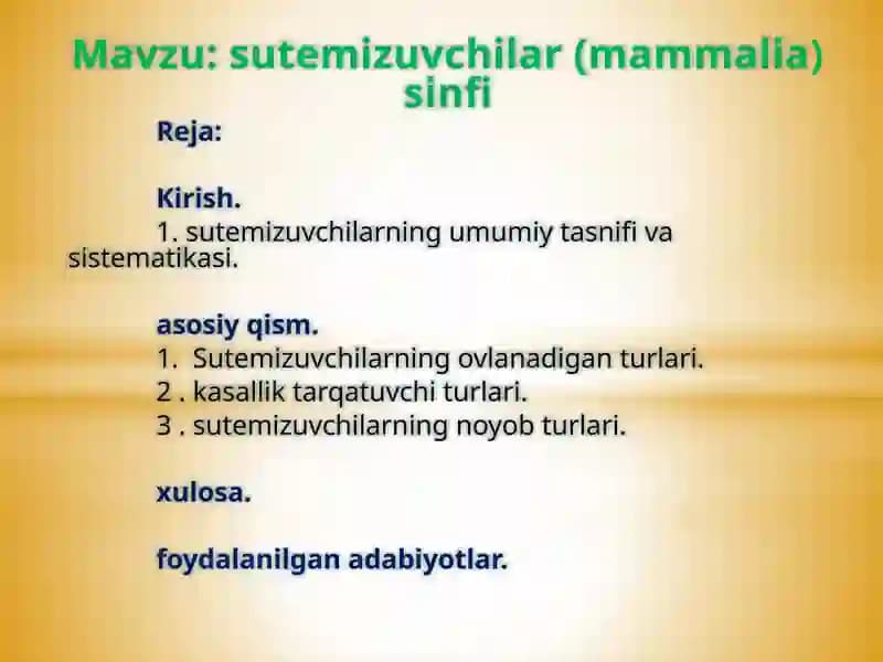 Sutemizuvchilar (mammalia) sinfi